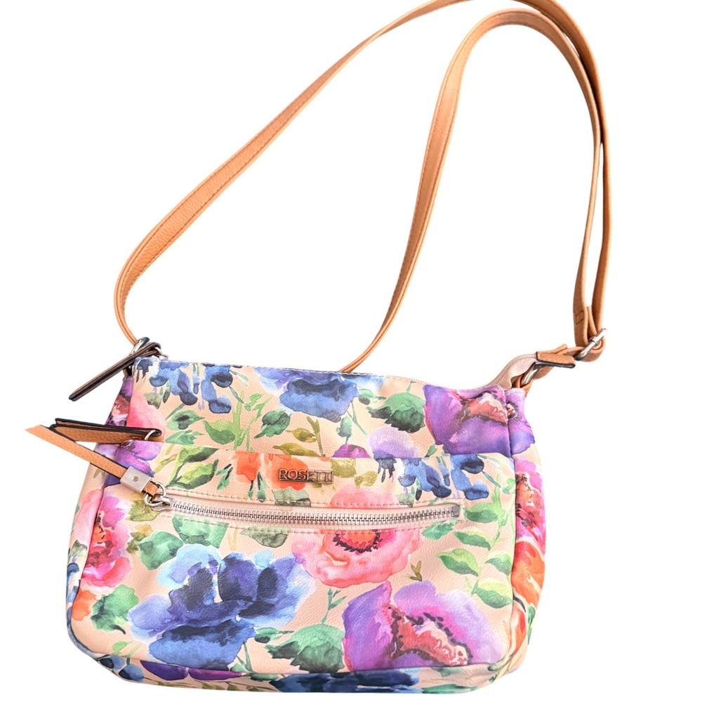 Rosetti Floral Crossbody Bag Multi Color Faux Leather Small‎ Purse Easter